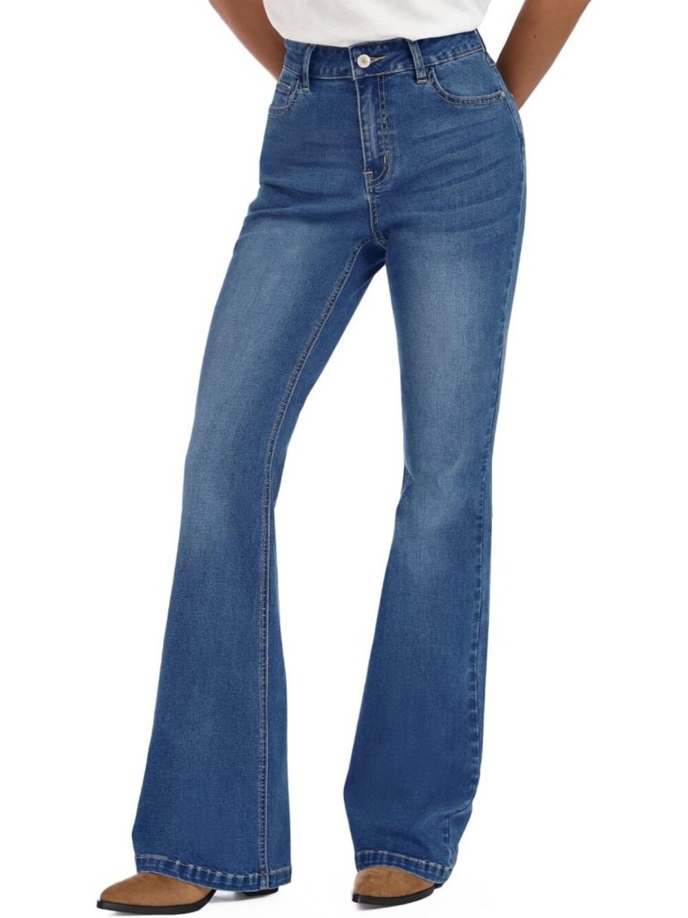 Curvy Stretch Flare Jeans for Tall Women | 34/36/38 Inseam Denim Pants